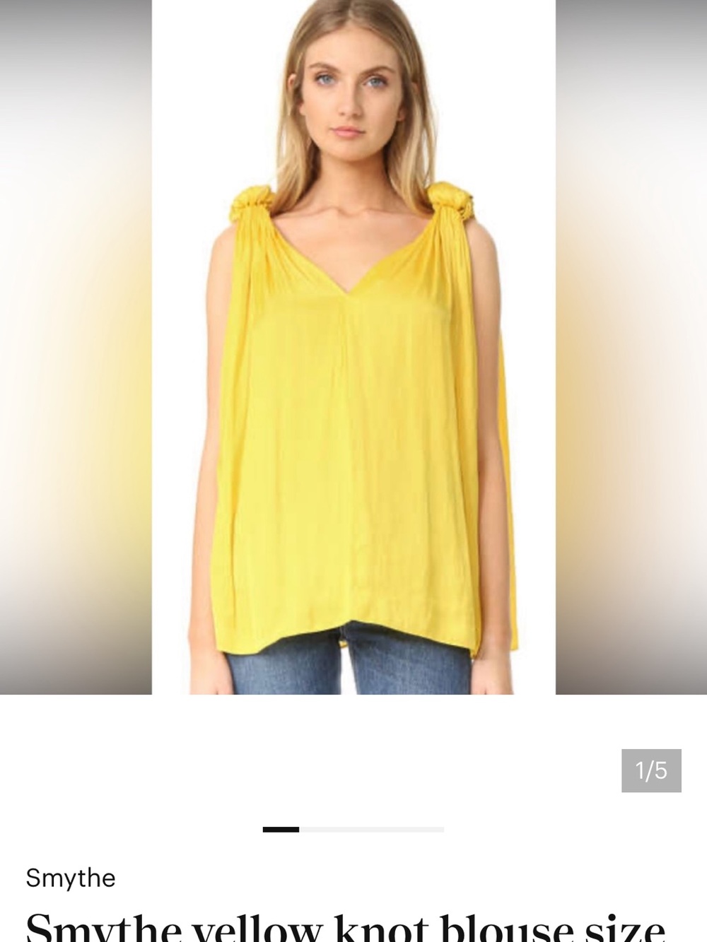 Smythe Sunny Knot-Shoulder V-Neck Blouse